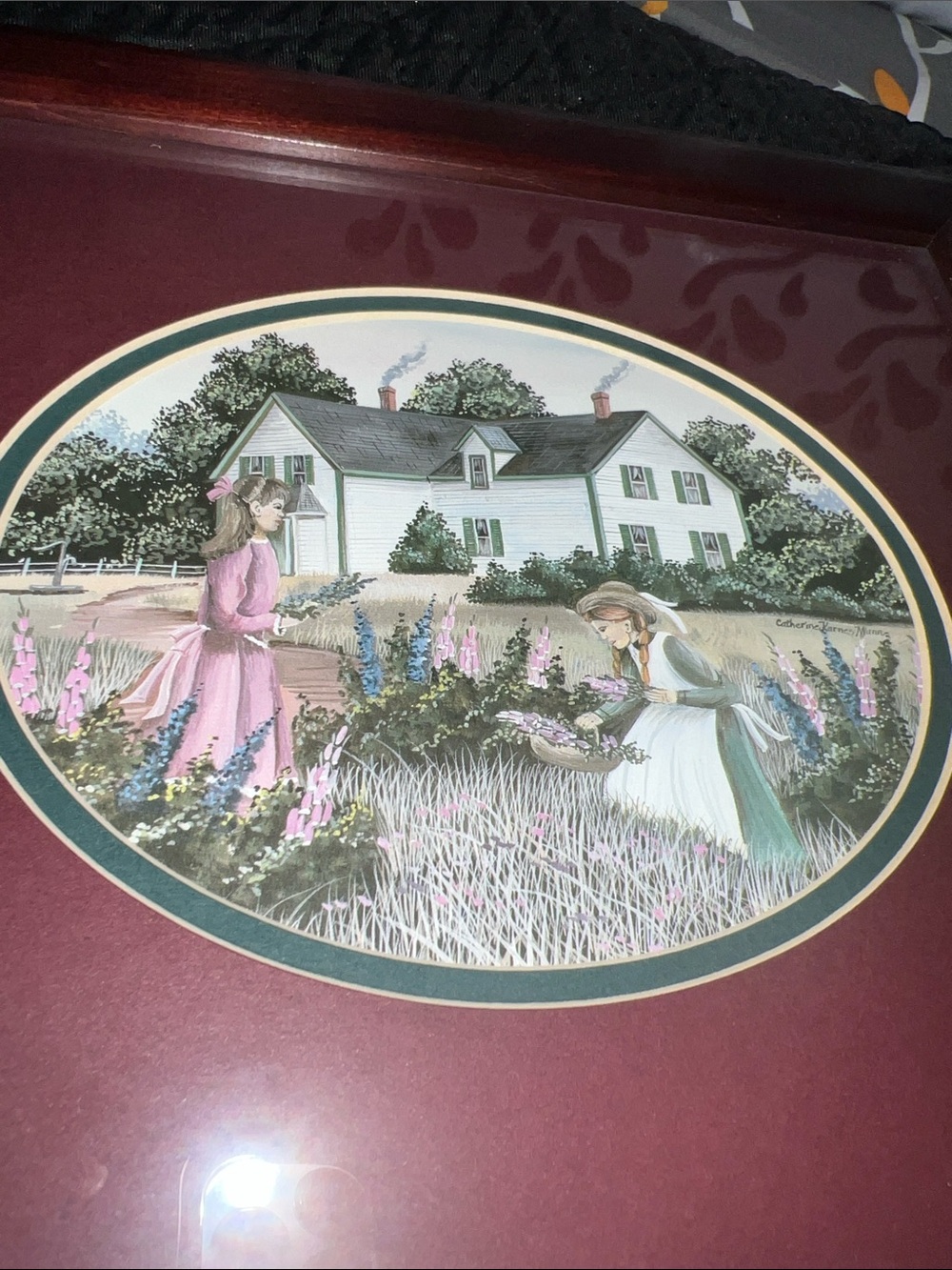 Vintage Catherine Karnes Munn "Ties That Bind" Framed Folk Art Print